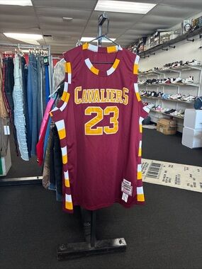Mitchell & Ness Lebron James HC Cleveland Cavaliers Maroon Jersey NBA SZ 60 Used